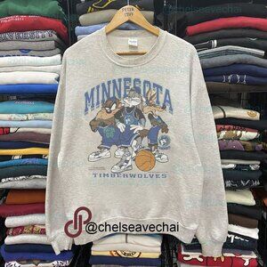 Vintage Minnesota Timberwolves Looney Tunes Basketball Sweatshirt, NBA Shirt Tee